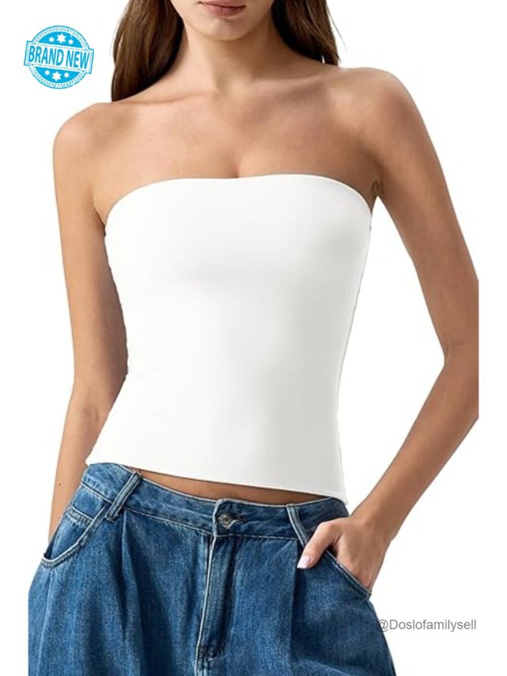 Women's Double Lined Strapless Bandeau Tank Top Non-Slip Slim Fit Summer Going